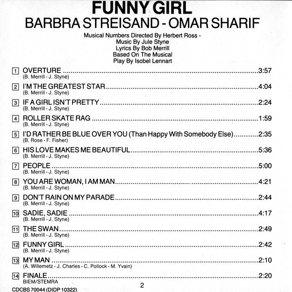 Jule Styne, Barbra Streisand, Omar Sharif : Funny Girl (The Original Sound Track Recording) (CD, Album, RE)
