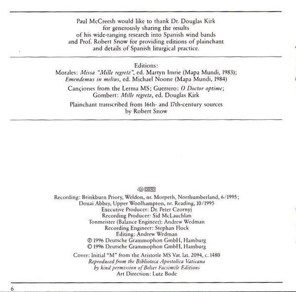 Cristóbal de Morales, Gabrieli Consort, Paul McCreesh : Mass For The Feast Of St. Isidore Of Seville (CD, Album)