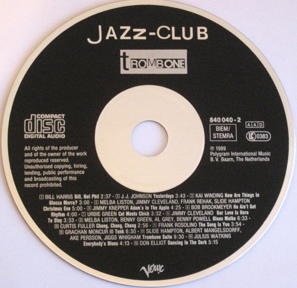 Various : Jazz-Club • Trombone (CD, Comp)