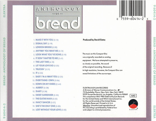 Bread : Anthology Of Bread (CD, Comp, RE, RP, Cin)