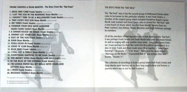 Frank Sinatra, Dean Martin : The Boys From The "Rat Pack" (CD, Comp)