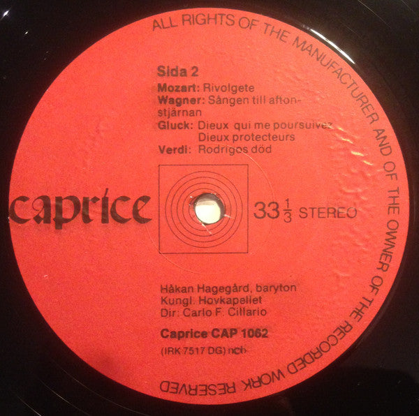 Håkan Hagegård, Kungliga Hovkapellet, Carlo Felice Cillario : Håkan Hagegård, Baryton (LP, Album)