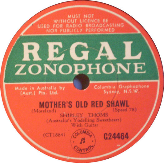 Shirley Thoms : Mother's Old Red Shawl / Down On The Farm (Shellac, 10")