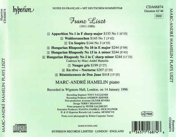 Marc-André Hamelin : Plays Liszt (CD, Album)