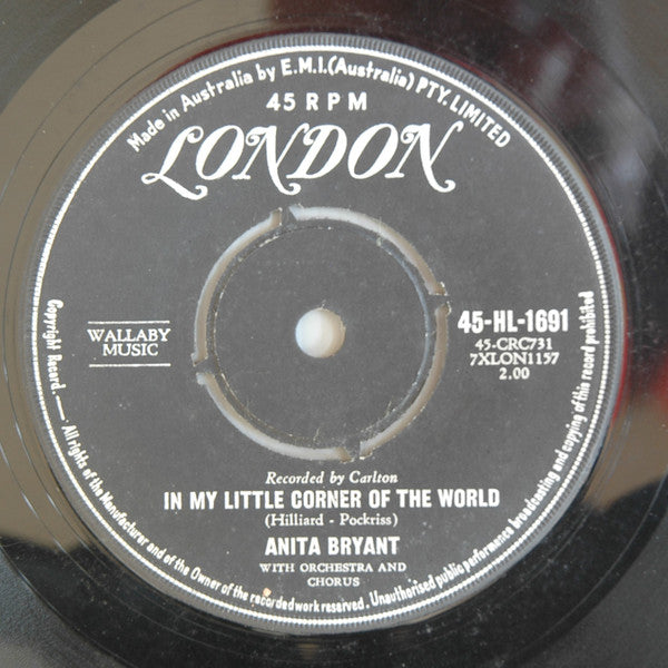 Anita Bryant : In My Little Corner Of The World (7")
