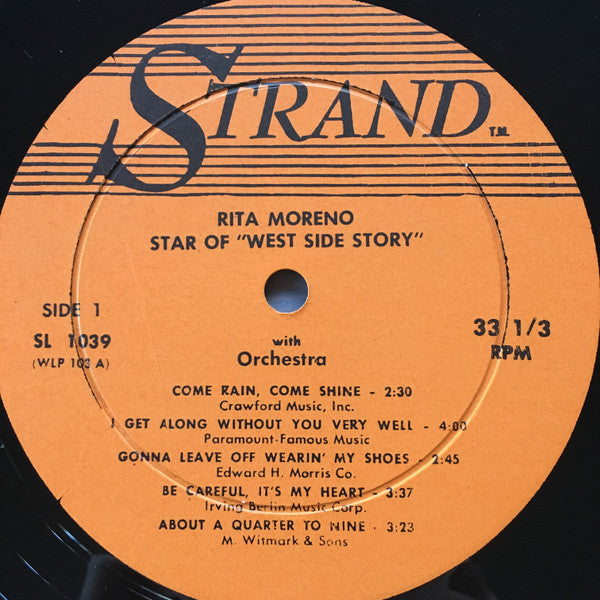 Rita Moreno : Academy Award Winner Rita Moreno Sings (Star Of West Side Story) (LP, Mono, RE)