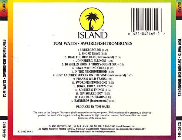 Tom Waits : Swordfishtrombones (CD, Album, RE)