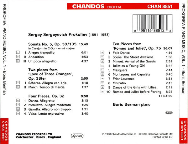 Prokofiev*, Boris Berman : Vol. 1 Of The Complete Piano Music (CD, Album)