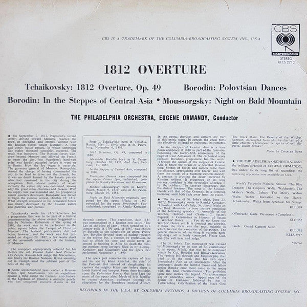 The Philadelphia Orchestra, Eugene Ormandy / Tchaikovsky*, Borodin*, Mussorgsky* : 1812 Overture (LP, Album)