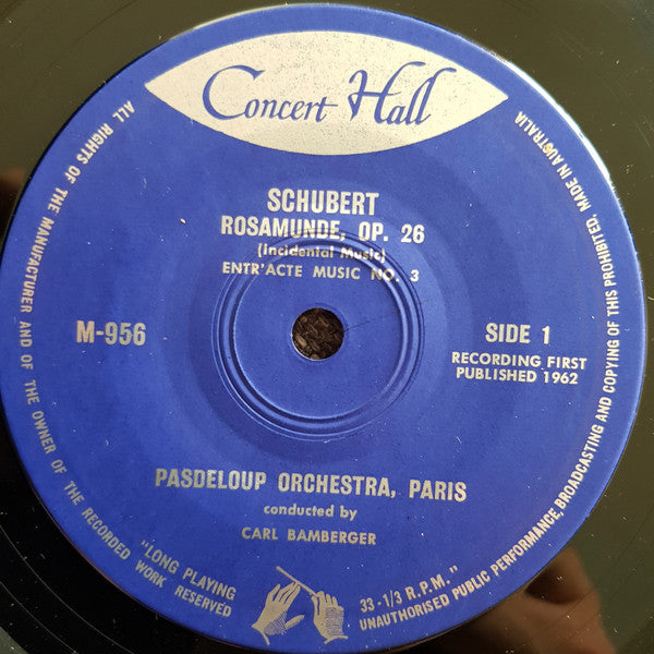 Schubert*, Pasdeloup Orchestra, Paris*, Carl Bamberger : Rosamunde, Op. 26 (7")
