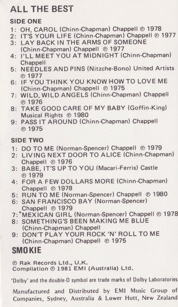 Smokie : All The Best (Cass, Comp)