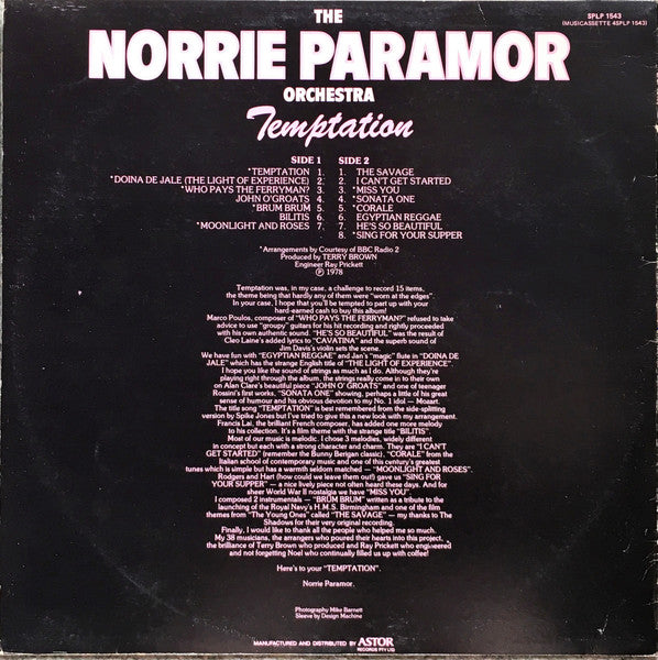 The Norrie Paramor Orchestra* : Temptation (LP, Album)