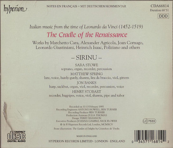 Sirinu : The Cradle Of The Renaissance (CD)