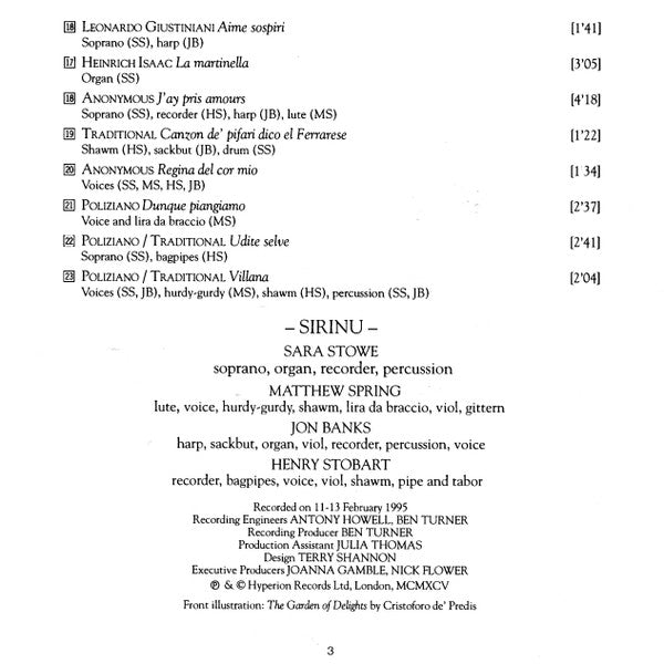 Sirinu : The Cradle Of The Renaissance (CD)