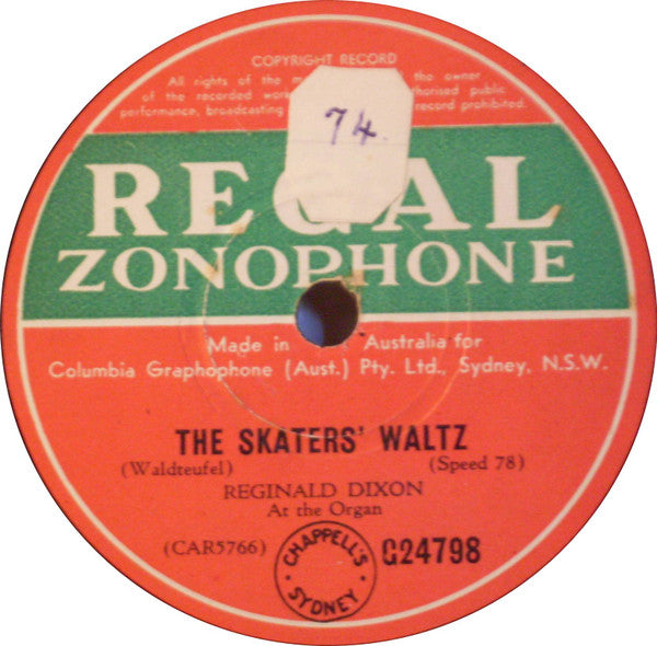 Reginald Dixon : The Skaters' Waltz / Estudiantina (Shellac, 10")