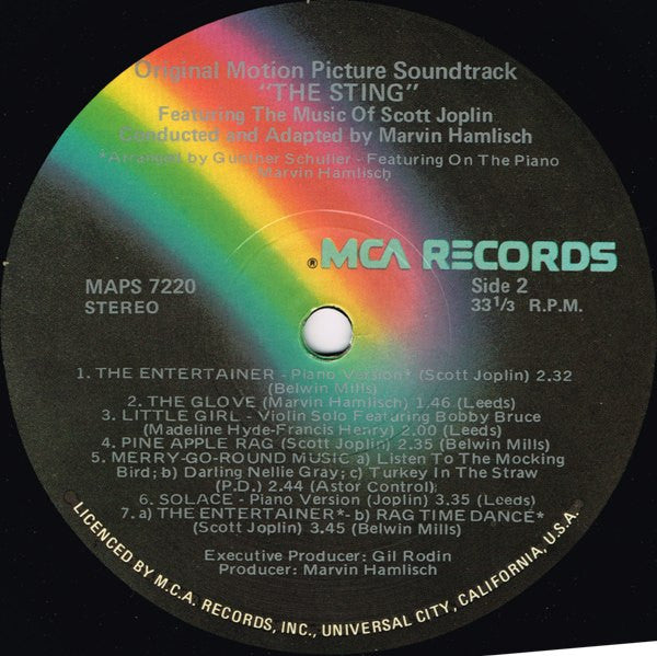 Marvin Hamlisch Featuring The Music Of Scott Joplin : The Sting (Original Motion Picture Soundtrack) (LP, Album)