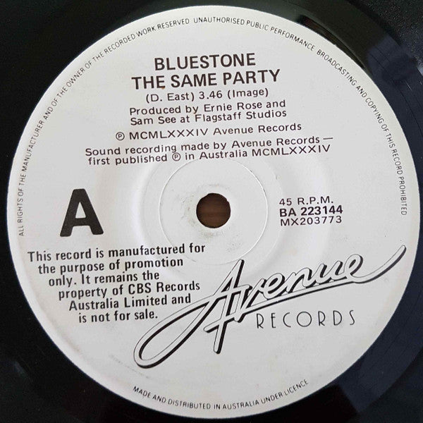 Bluestone (3) : The Same Party (7", Single, Promo)
