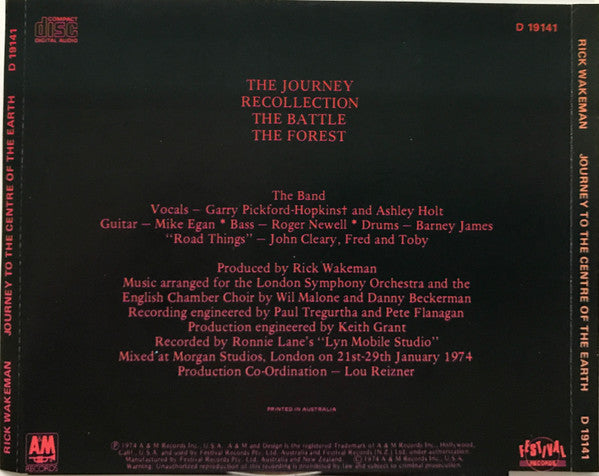 Rick Wakeman : Journey To The Centre Of The Earth (CD, Album, RE)