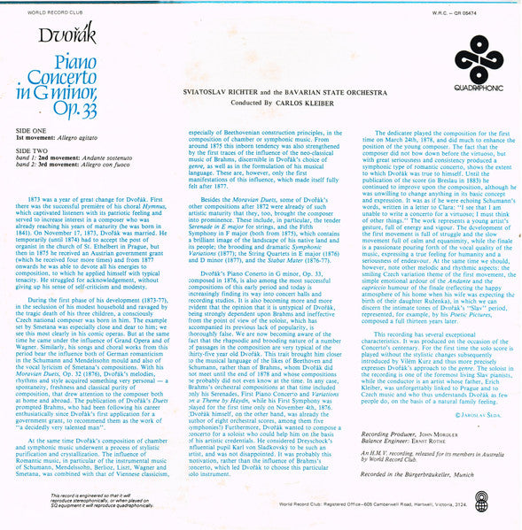 Dvořák* : Piano Concerto In G Minor, Op. 33 (LP, Album, Quad, Club, RE)