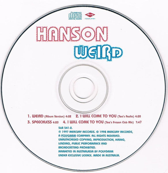 Hanson : Weird (CD, Single, Bon)