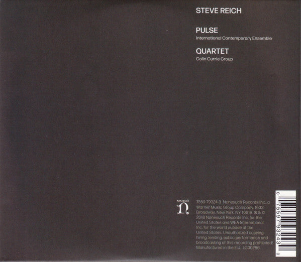 Steve Reich : Pulse / Quartet (CD, Album)
