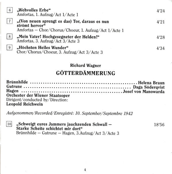Ruggiero Leoncavallo, Wolfgang Amadeus Mozart, Richard Wagner, Hans Hotter, Helena Braun, Melanija Bugarinović, Max Lorenz (2), Josef von Manowarda, Joachim Sattler, Daga Söderqvist, William Wernigk, Hans Knappertsbusch, Clemens Krauss, Rudolf Moralt, Ant : Hans Hotter, Helena Braun, Leoncavallo, Mozart, Wagner (1940-1941) - Edition Wiener Staatsoper Live Vol. 22 (2xCD)