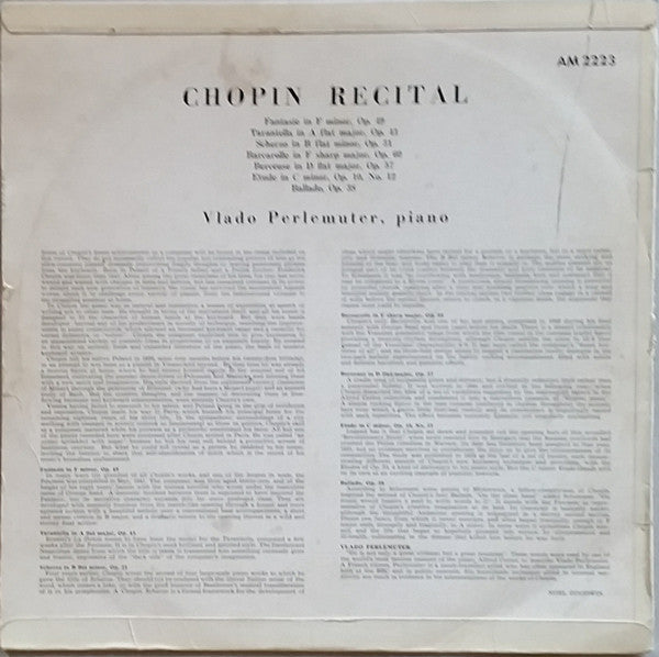 Chopin*, Vlado Perlemuter : Chopin Recital (LP)