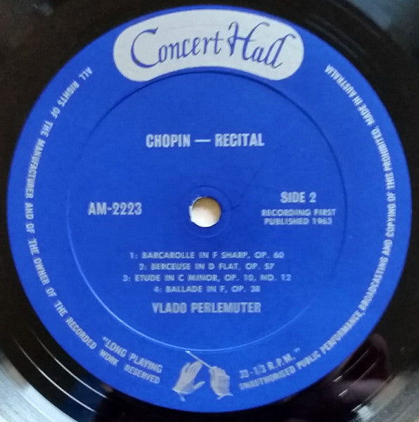 Chopin*, Vlado Perlemuter : Chopin Recital (LP)