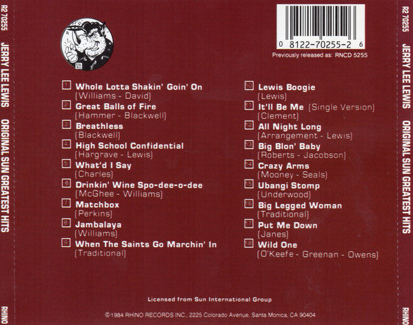 Jerry Lee Lewis : 18 Original Sun Greatest Hits (CD, Comp, RE, Spe)