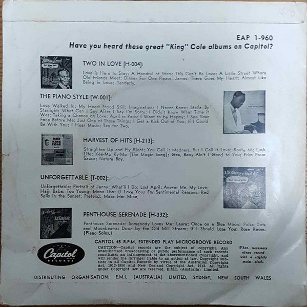 Nat "King" Cole* : Looking Back (7", EP)