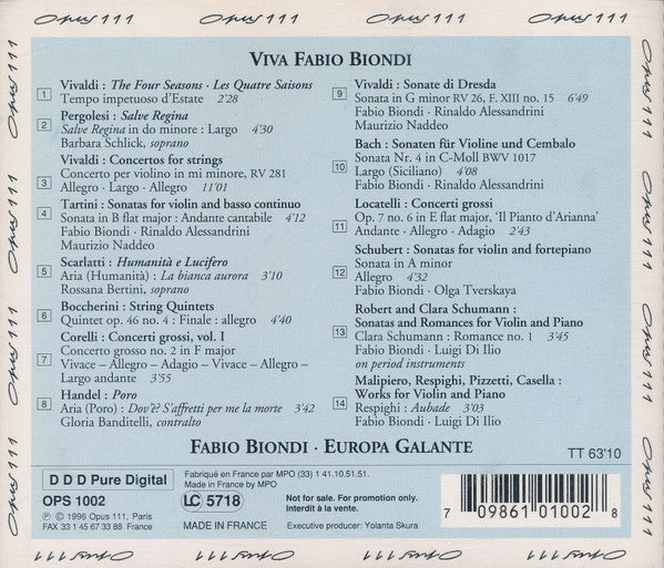 Fabio Biondi : Viva Fabio Biondi! (CD, Comp)