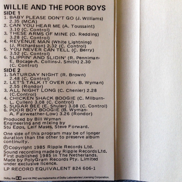 Willie And The Poor Boys : Willie And The Poor Boys (Cass, Album, Dol)