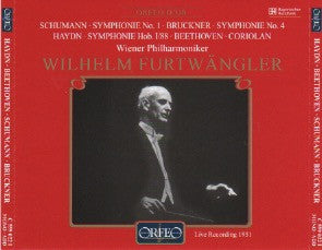 Schumann*, Bruckner*, Haydn*, Beethoven*, Wiener Philharmoniker, Wilhelm Furtwängler : Schumann Symphonie No. 1, Bruckner Symphonie No. 4, Haydn Symphonie I/88, Beethoven Coriolan (2xCD, Comp, Mono)