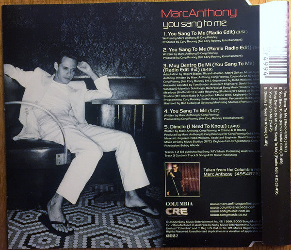 Marc Anthony : You Sang To Me (CD, Maxi)