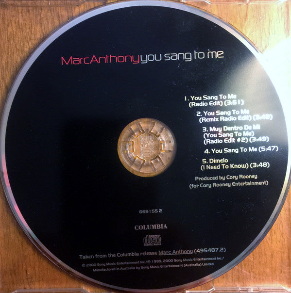 Marc Anthony : You Sang To Me (CD, Maxi)