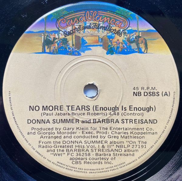 Barbra Streisand & Donna Summer : No More Tears (Enough Is Enough) (7", Single)