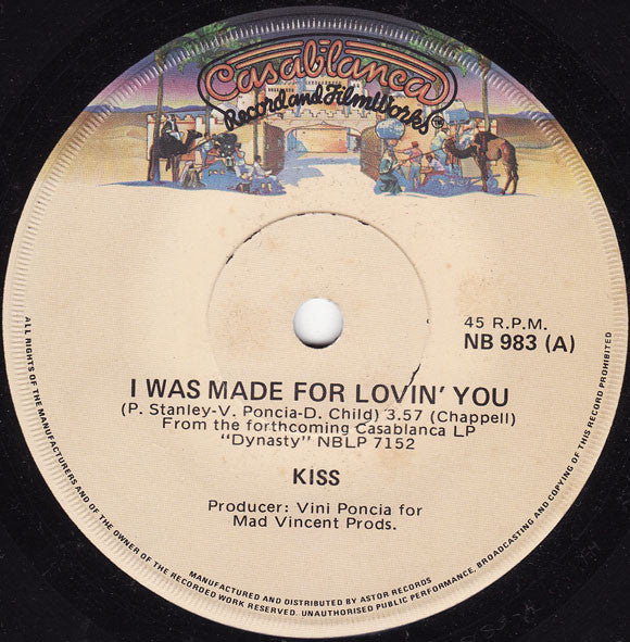 Kiss : I Was Made For Lovin' You  (7", Single)