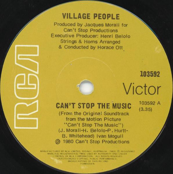 Village People : Can't Stop The Music  (7", Single)