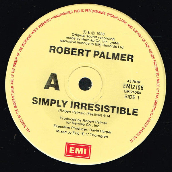 Robert Palmer : Simply Irresistible (7")