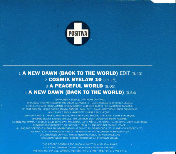 The Disco Evangelists : A New Dawn (Back To The World) (CD, Single)