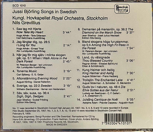 Jussi Björling : Songs In Swedish (CD, Comp)