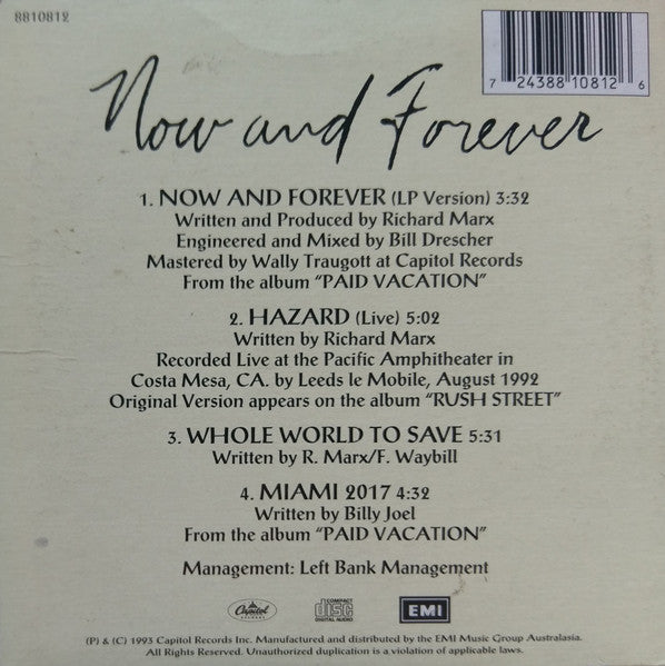 Richard Marx : Now And Forever (CD, Maxi)
