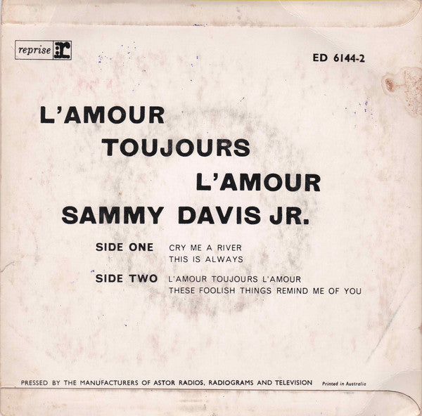 Sammy Davis* Meets Sam Butera & The Witnesses* : L'Amour- Toujours L'Amour (7", EP)