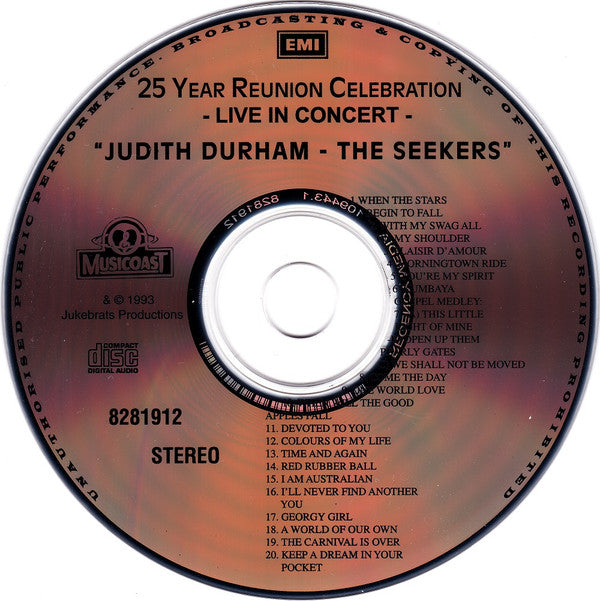 Judith Durham, The Seekers : 25 Year Reunion Celebration Live In Concert (CD, Album, RE)