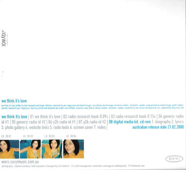 Leah Haywood : We Think It's Love (CD, Single, Enh, Promo, Dig)
