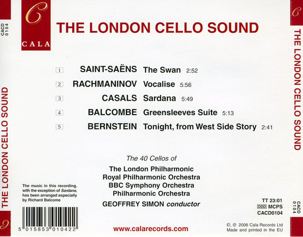 The London Cello Sound, London Philharmonic Orchestra, Royal Philharmonic Orchestra, BBC Symphony Orchestra, Philharmonia Orchestra, Camille Saint-Saëns, Sergei Vasilyevich Rachmaninoff, Pablo Casals, Richard Balcombe, Leonard Bernstein : The 40 Cellos of The London Philharmonic, Royal Philharmonic Orchestra (CD, Album)