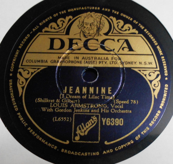 Louis Armstrong With Gordon Jenkins And His Orchestra : Jeannine (I Dream Of Lilac Time) / Indian Love Call (Shellac, 10")
