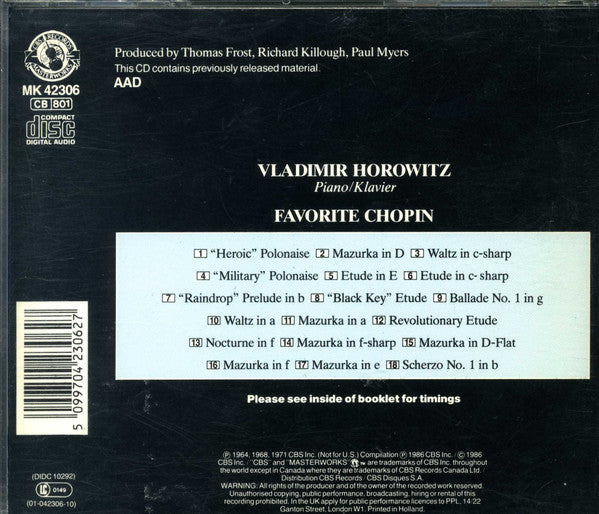 Vladimir Horowitz, Chopin* : Favorite Chopin (CD, Comp)