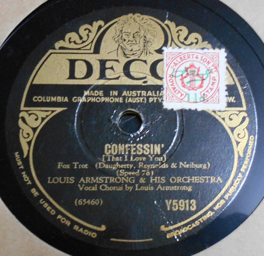 Louis Armstrong And His Orchestra : Confessin' (That I Love You) / If It's Good (Then I Want It) (Shellac, 10")