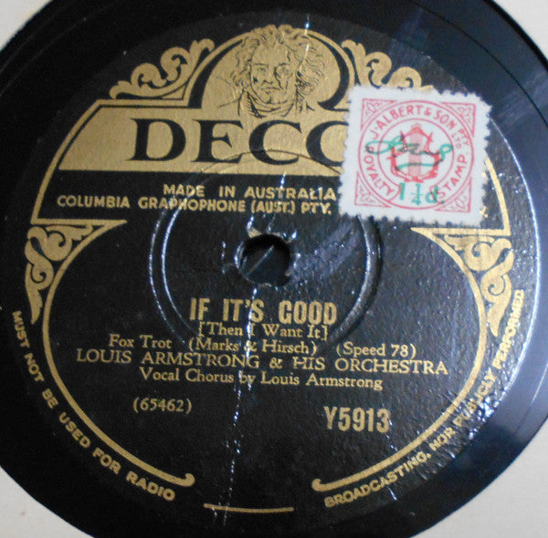 Louis Armstrong And His Orchestra : Confessin' (That I Love You) / If It's Good (Then I Want It) (Shellac, 10")
